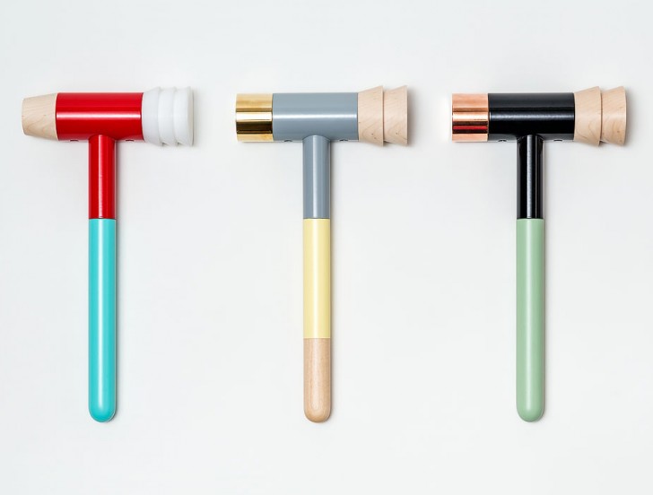 UM Project// Mad Mallets for Cooper Hewitt, Smithsonian Design Museum, The Shop// Mixed materials: Delrin®, hardwood maple, brass, copper, powder-coating, lacquer//