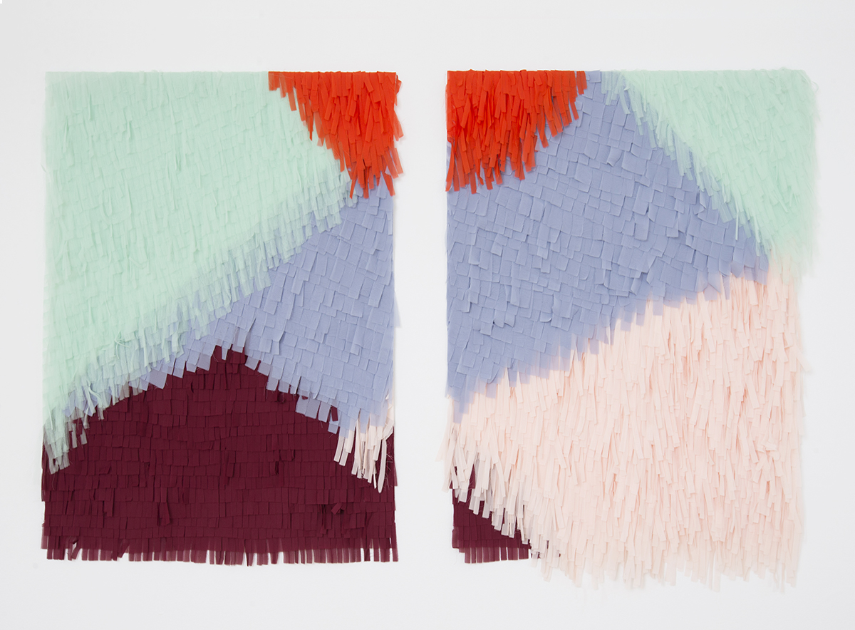 LGH.Wall Hangings.Confettisystem_LEFT_Textile no. 24_RIGHT_Textile no. 41_natural and synthetic fibers 81,5 * 116,8 cm