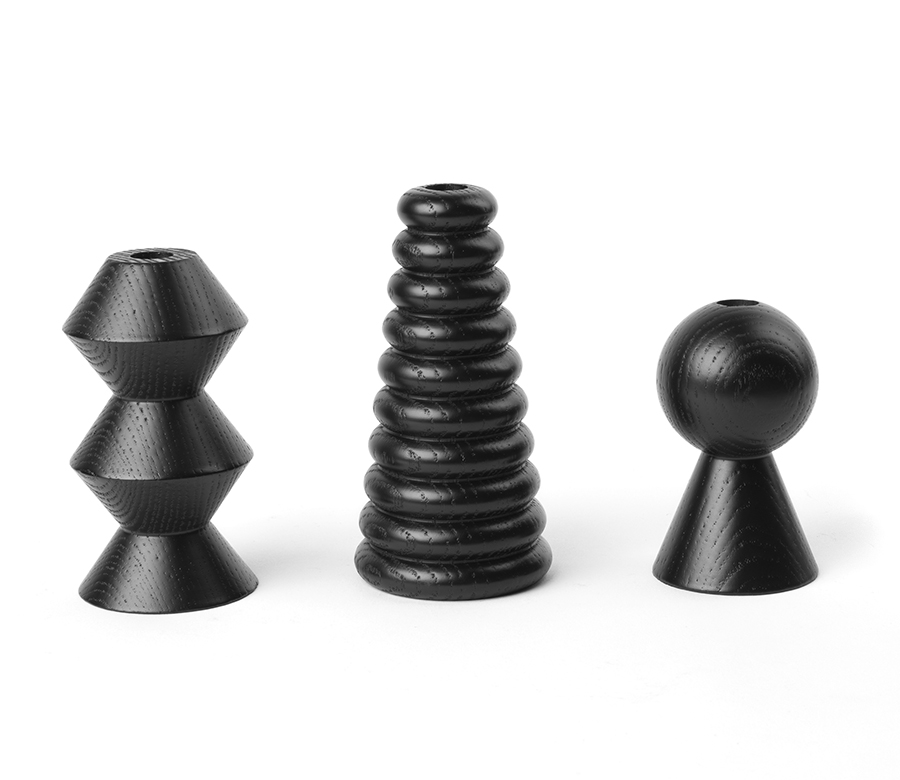 black bud vase by Cofield