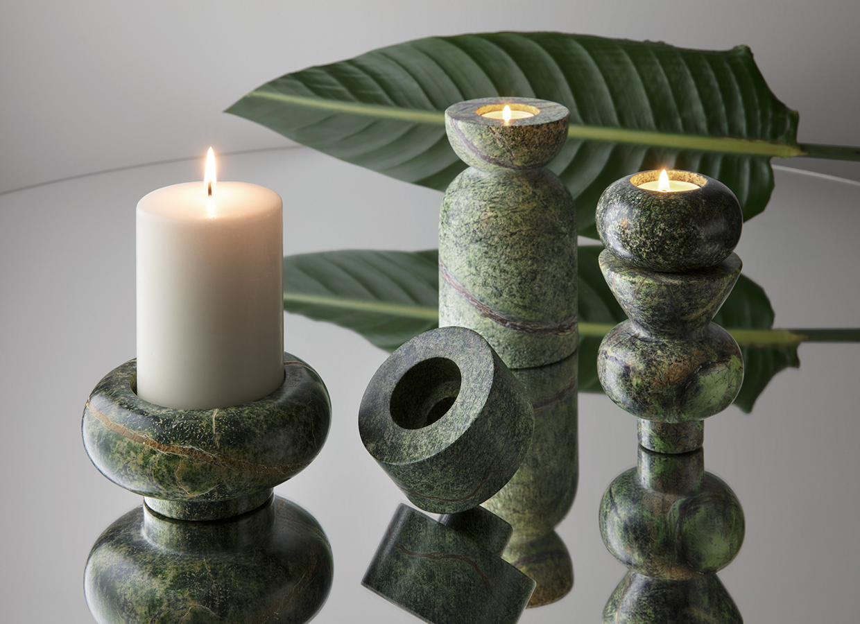 Rock Candleholder Large and Tealight family 2