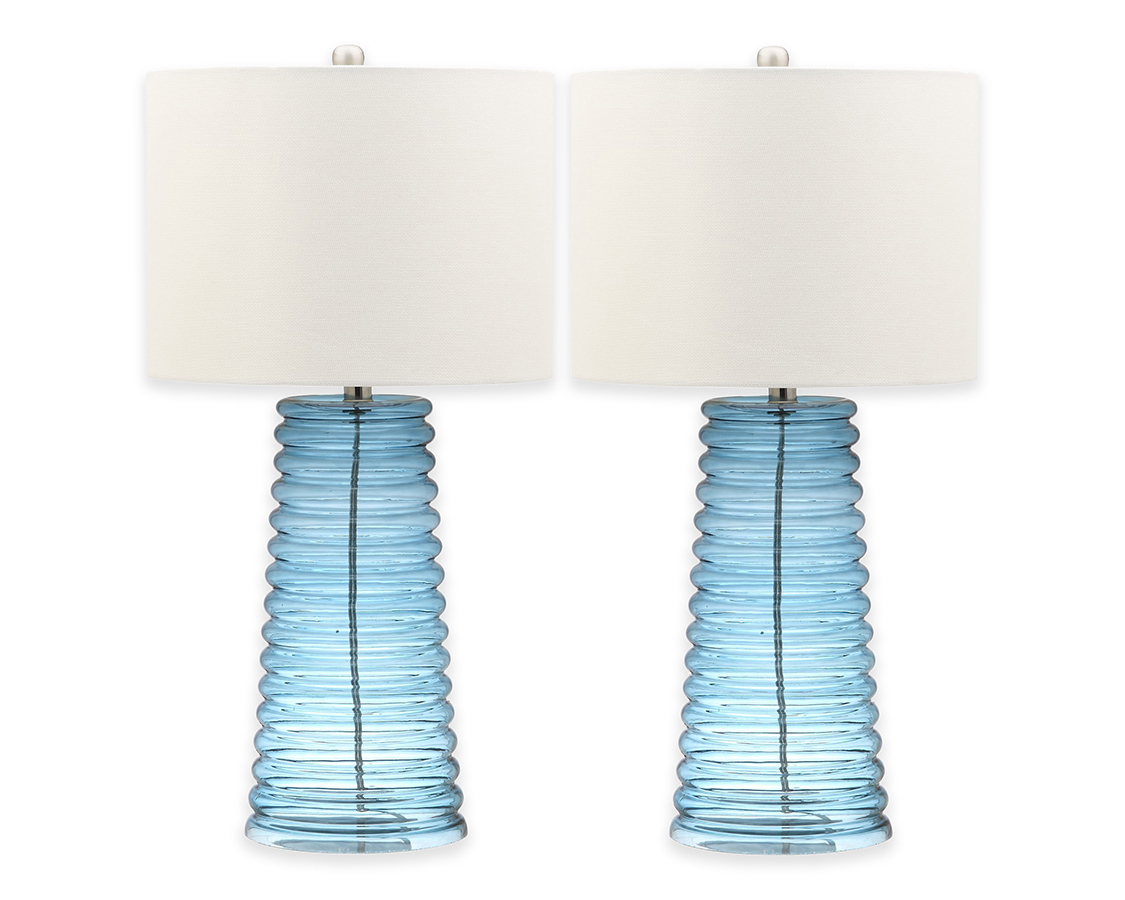 Safavieh Yantley Table Lamps in Blue with Cotton Shade