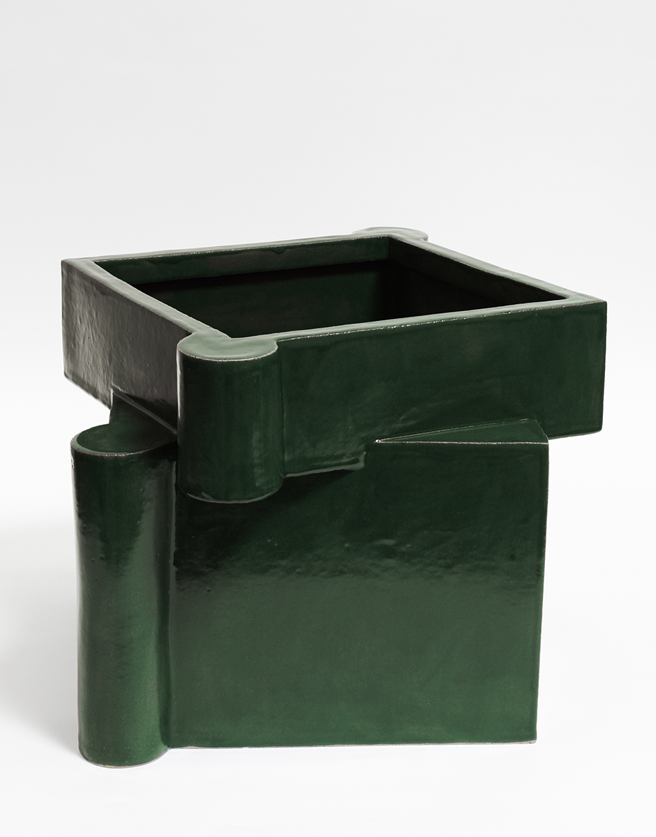 TWISTED CASTLE PLANTER - CHROME GREEN