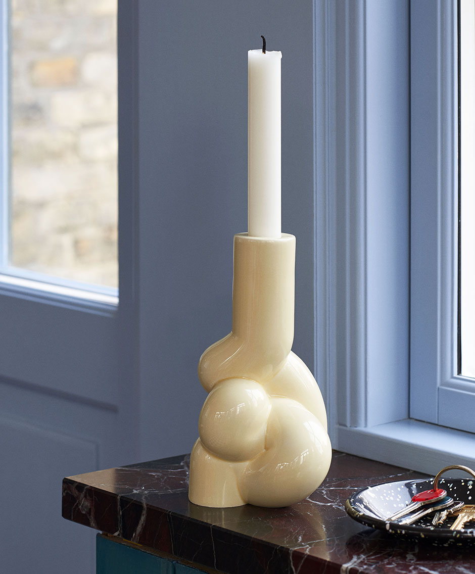 W and S Soft Candleholder soft yellow