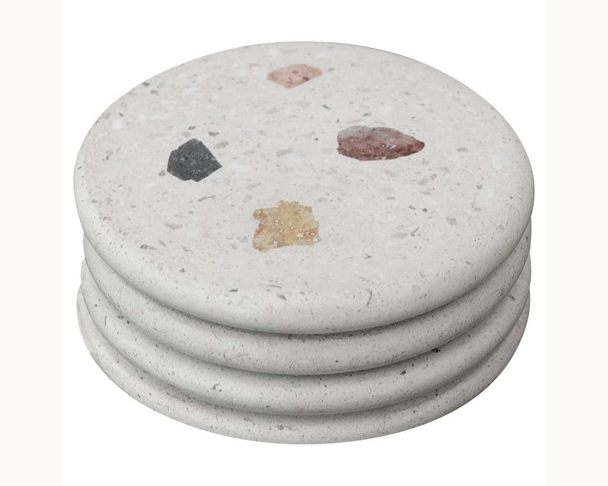 White Rainbow Terrazzo Set of Coasters